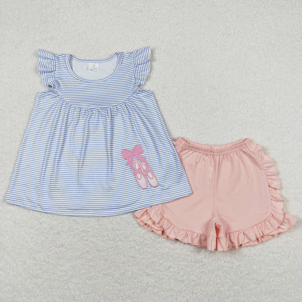 Baby Girls Clothes Embroidery Cotton Summer Girls Clothing Shorts Sets GSSO0582