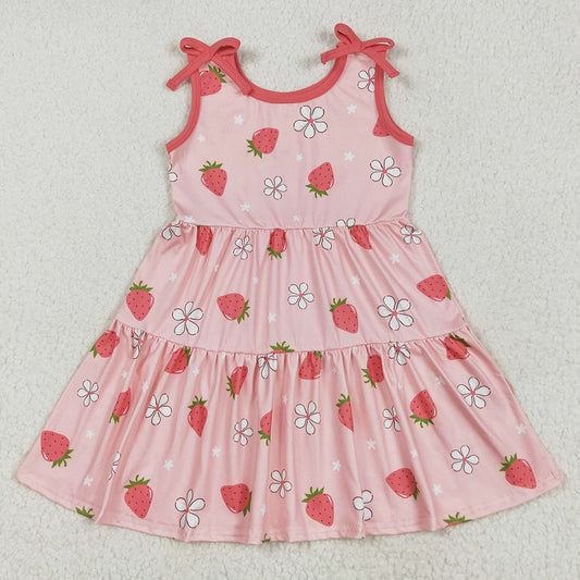 Baby Girls Dress Strawberry Sleeveless Bows Knee Length Dresses GSD2159 5.1