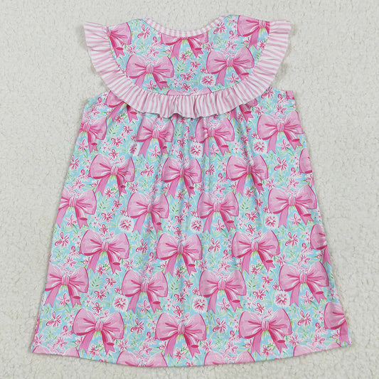 Embroidery Baby Girls Dress Pink I Love Dad Floral Bows Knee Length Dresses GSD2534 5.22