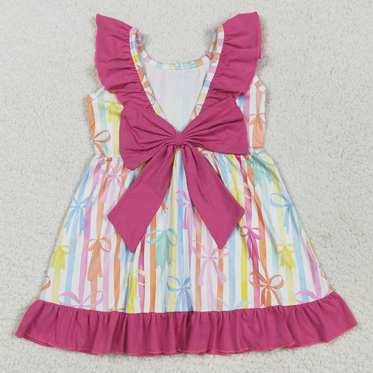 Baby Girls Colorful Stripe Bows Knee Length Dresses GSD2322 5.21