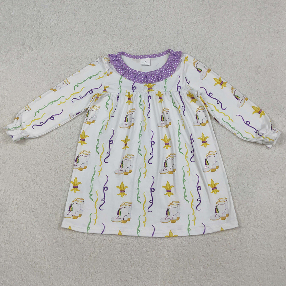 Baby Girls Dress Mardi Gras Anchors Stripe Collar Knee Length Dresses GLD0947 10.3