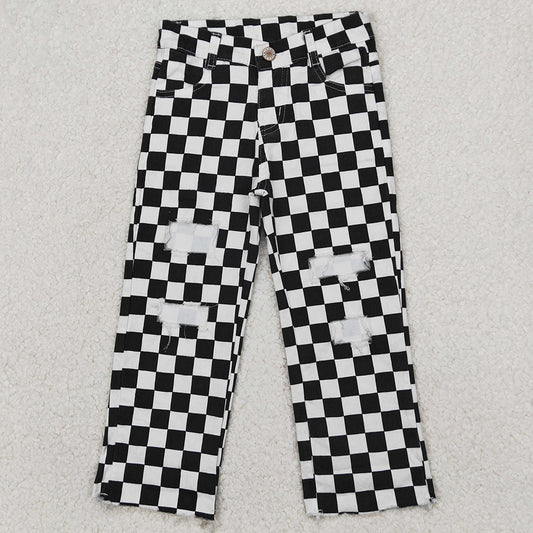 Baby Boys Jeans Black Check Denim Cool Pants P0122 3.28