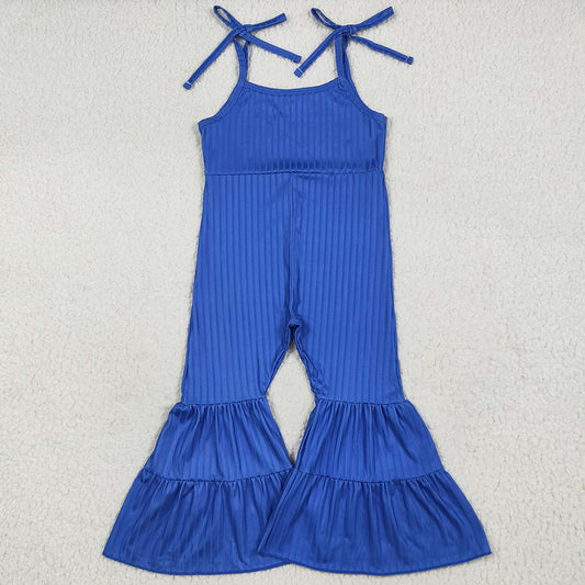Baby Girls Jumpsuits Royal Blue Strap Bell Bottom Ribbed Jumpsuits SR3158 7.19