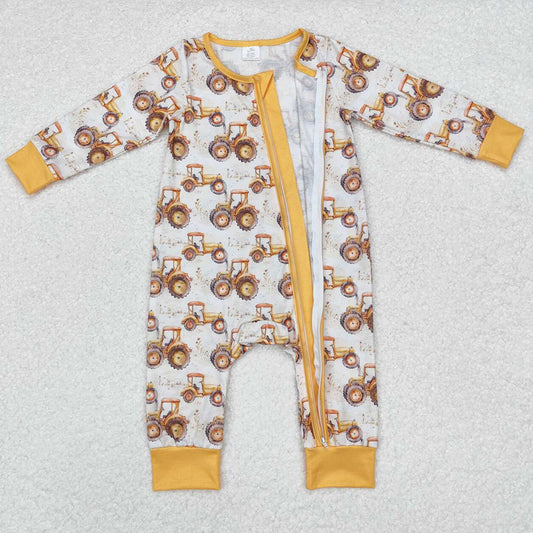 Baby Infant Boys Rompers Farm Trucks Bamboo Zip Rompers LR1789