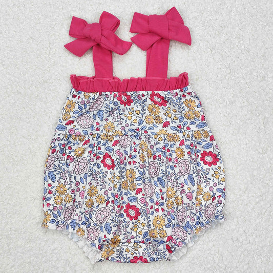 Baby Infant Girls Rompers Pink Blue Flowers Straps Rompers SR2277