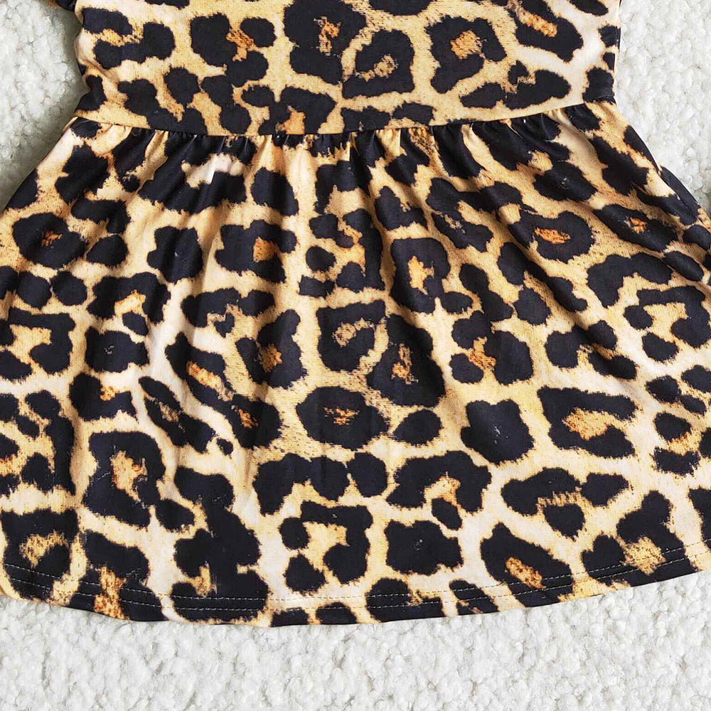 Hot Sale Kids Clothes Girls Summer Outfits Tunic Top Icing Shorts Girl Clothing Leopard Sets D6-12