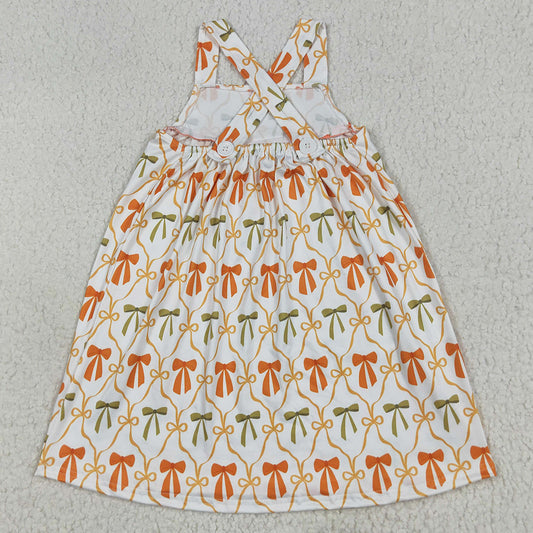 Baby Girls Dress Straps Orange Bows Pockets Knee Length Dresses GSD2676 7.8