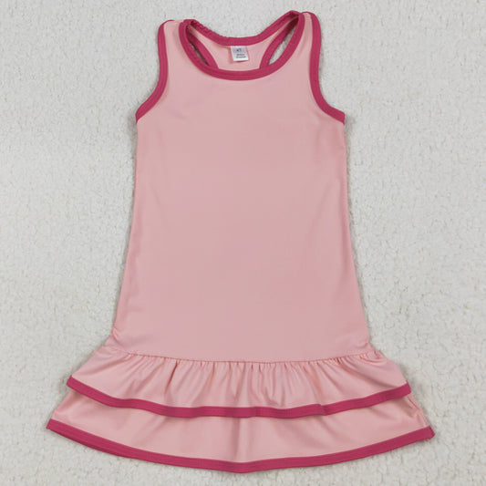 Baby Girls Dress Pink Sleeveless Ruffle Yoga Knee Length Dresses GSD2630 7.7