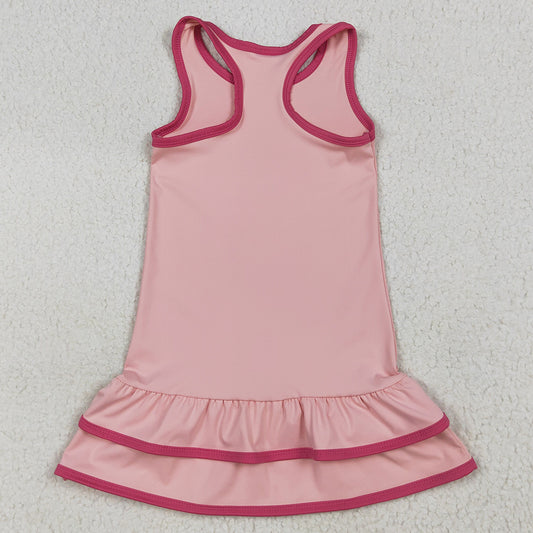 Baby Girls Dress Pink Sleeveless Ruffle Yoga Knee Length Dresses GSD2630 7.7