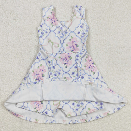 Baby Girls Dress Pink Flowers Bows Athletic Dresses GSD1864