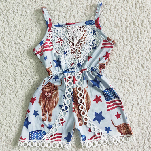 Boutique Baby Girls Jumpsuit Suspender Romper July 4th Toddler Girls Jumpsuit SR0053