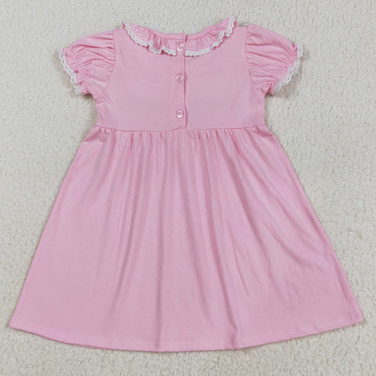 Smocked Embroidery Baby Girls Dress Ruffle Sleeves Bows Knee Length Dresses GSD2718 8.9