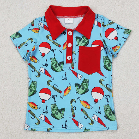 Baby Boys Clothes Tops Fishing Float Buttons Pocket Short Sleeve Tee Shirts Tops BT1172 3.22