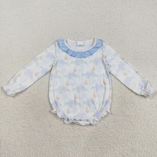 Baby Girls Rompers Long Sleeves Pumpkin Floral Plaid Ruffle Rompers LR2312 8.9