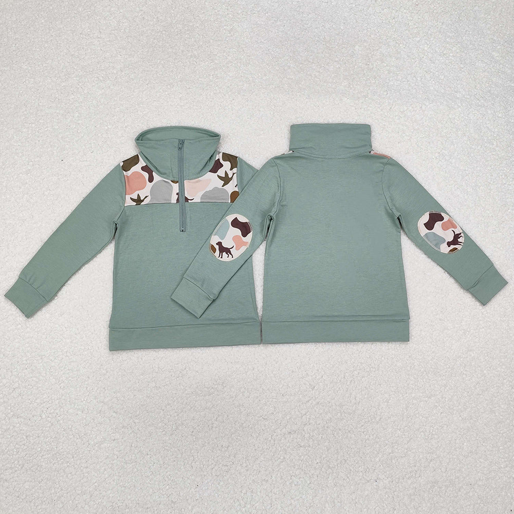 Baby Boys Clothes Tops Camo Dog Ducks Long Sleeve Zip Pullovers Tops BT0796