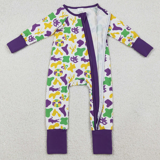 Baby Girls Rompers Camo Crayfishes Mardigras Zipper Footie Rompers LR2637 10.3