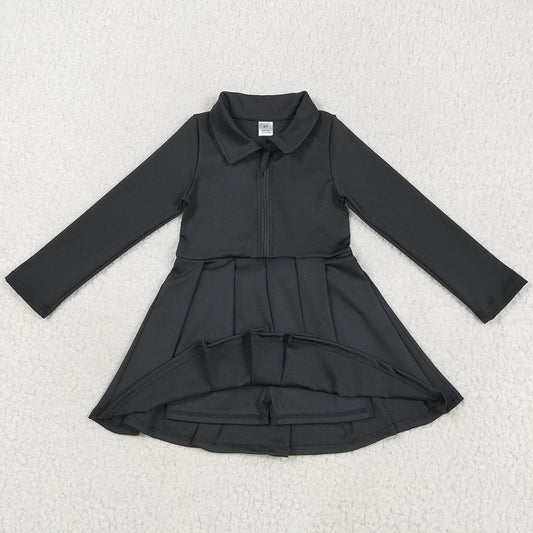 Baby Girls Yoga Dress Black Long Sleeves Zipper Knee Length Dresses GLD1150 7.18