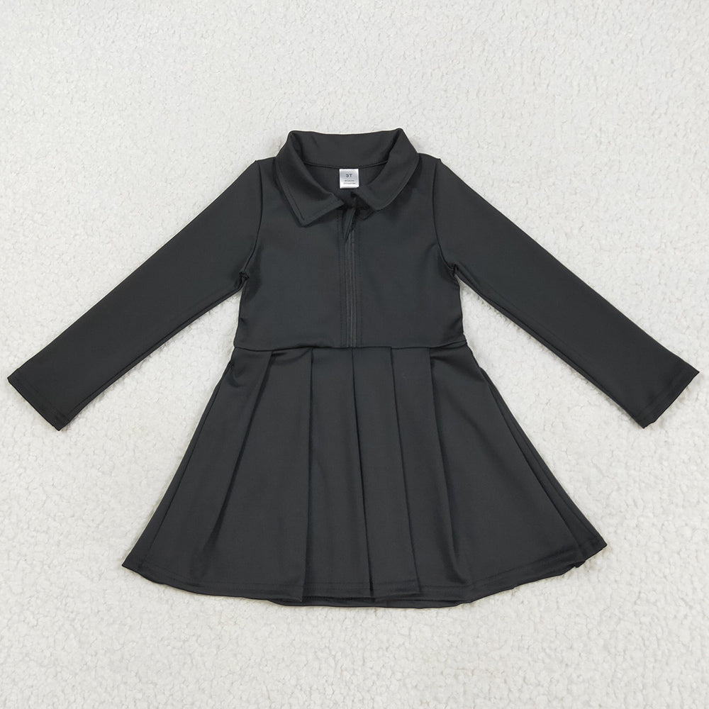 Baby Girls Yoga Dress Black Long Sleeves Zipper Knee Length Dresses GLD1150 7.18