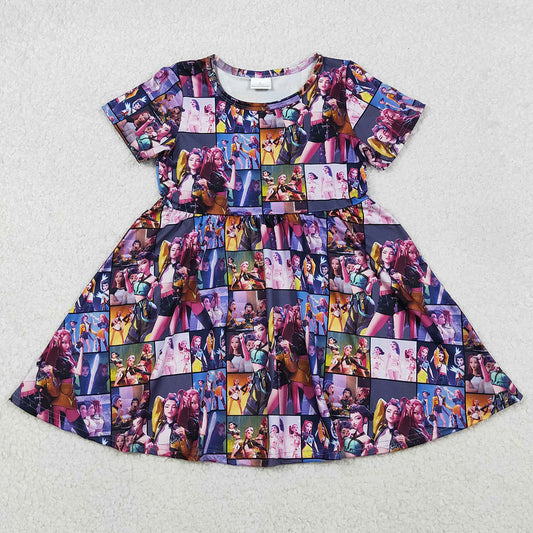 Baby Girls Dress Short Sleeve Cartoon Knee Length Dresses GSD2918 11.1