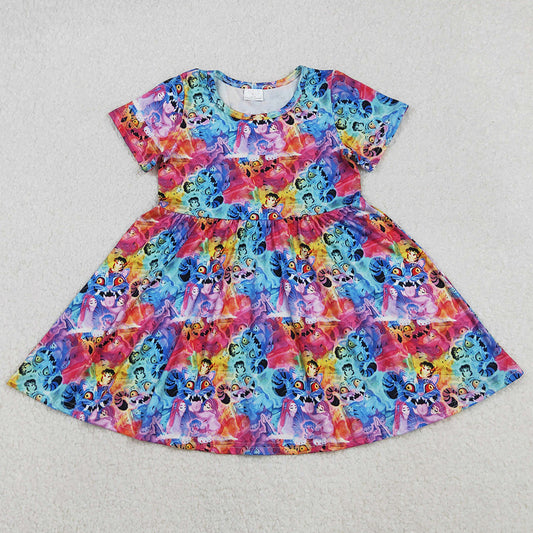 Baby Girls Dress Short Sleeve Cartoon Demon Hunter Knee Length Dresses GSD2920 11.6