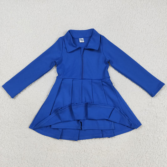 Baby Girls Yoga Dress Blue Long Sleeves Zipper Knee Length Dresses GLD1144 7.18