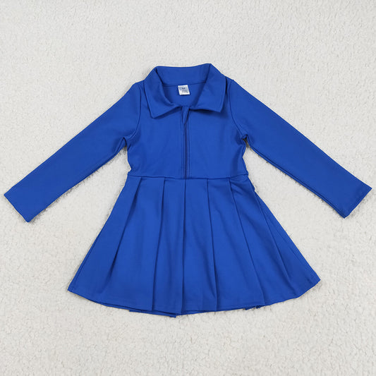Baby Girls Yoga Dress Blue Long Sleeves Zipper Knee Length Dresses GLD1144 7.18