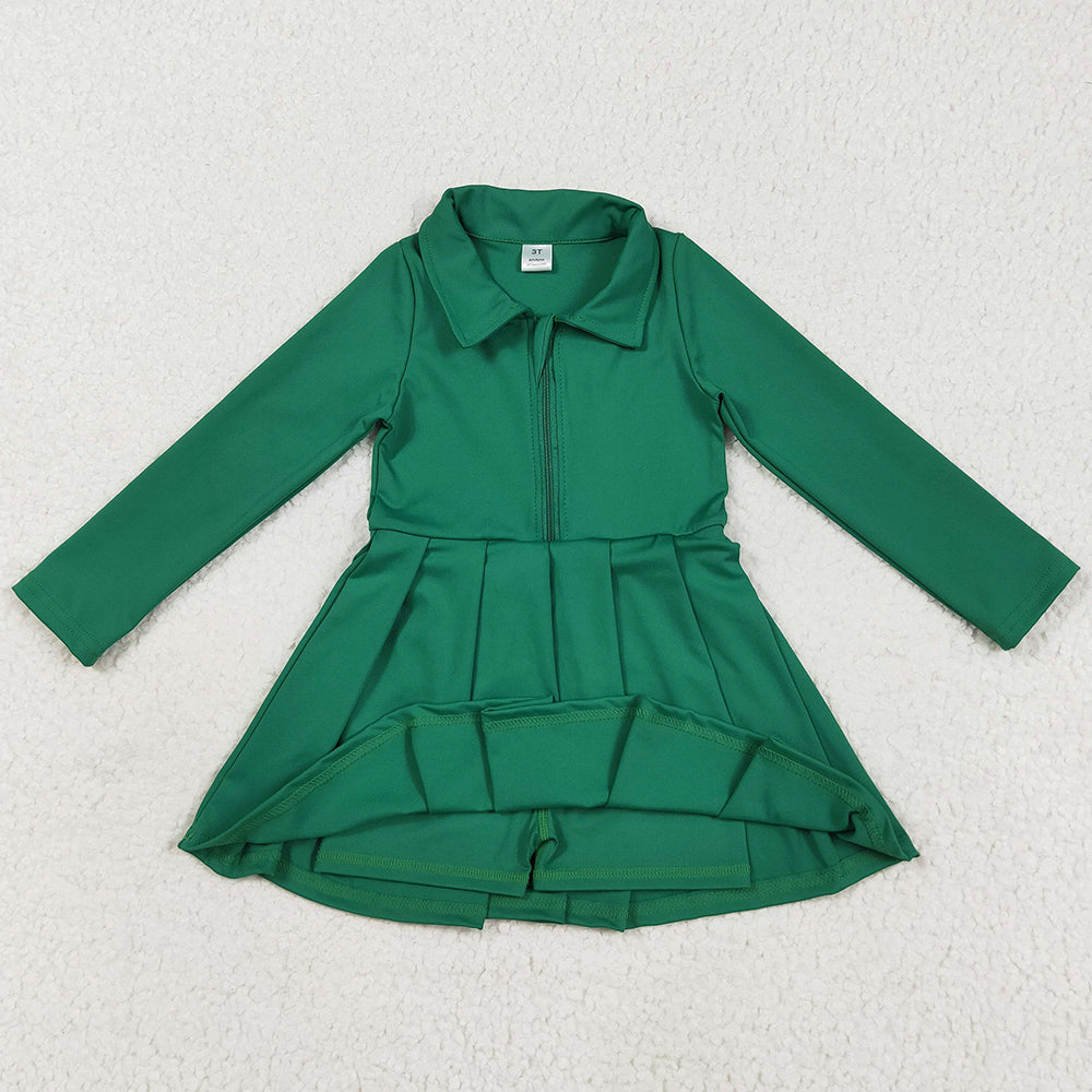 Baby Girls Yoga Dress Green Long Sleeves Zipper Knee Length Dresses GLD1148 7.18