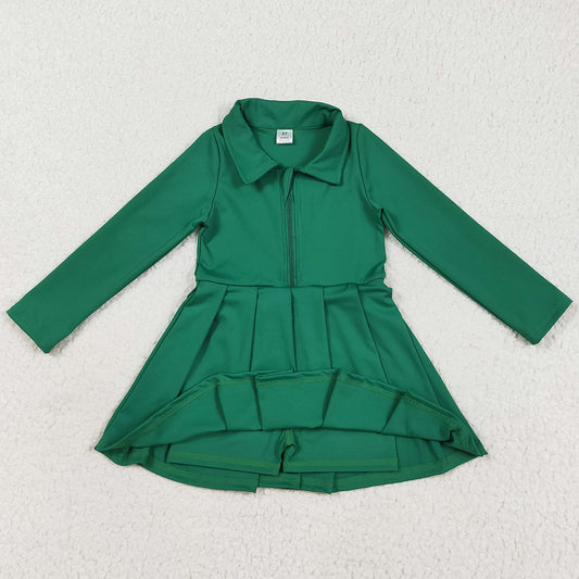 Baby Girls Yoga Dress Green Long Sleeves Zipper Knee Length Dresses GLD1148 7.18