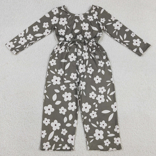 Baby Girls Jumpsuits Small Flowers Plaid Pockets Pants Jumpsuits LR2828 12.23