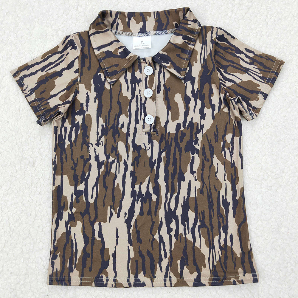 Baby Boys T-shirts Short Sleeves Bottomland Camo Button Polo Shirts Tops BT1207 3.22