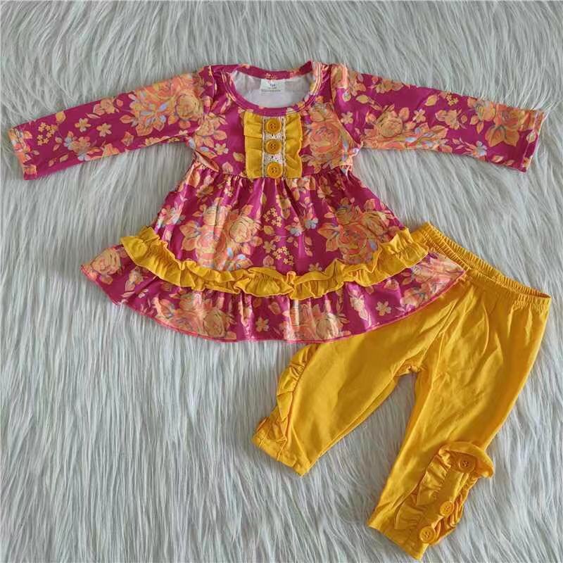 Flower Print Girls Clothing 6 A27-13