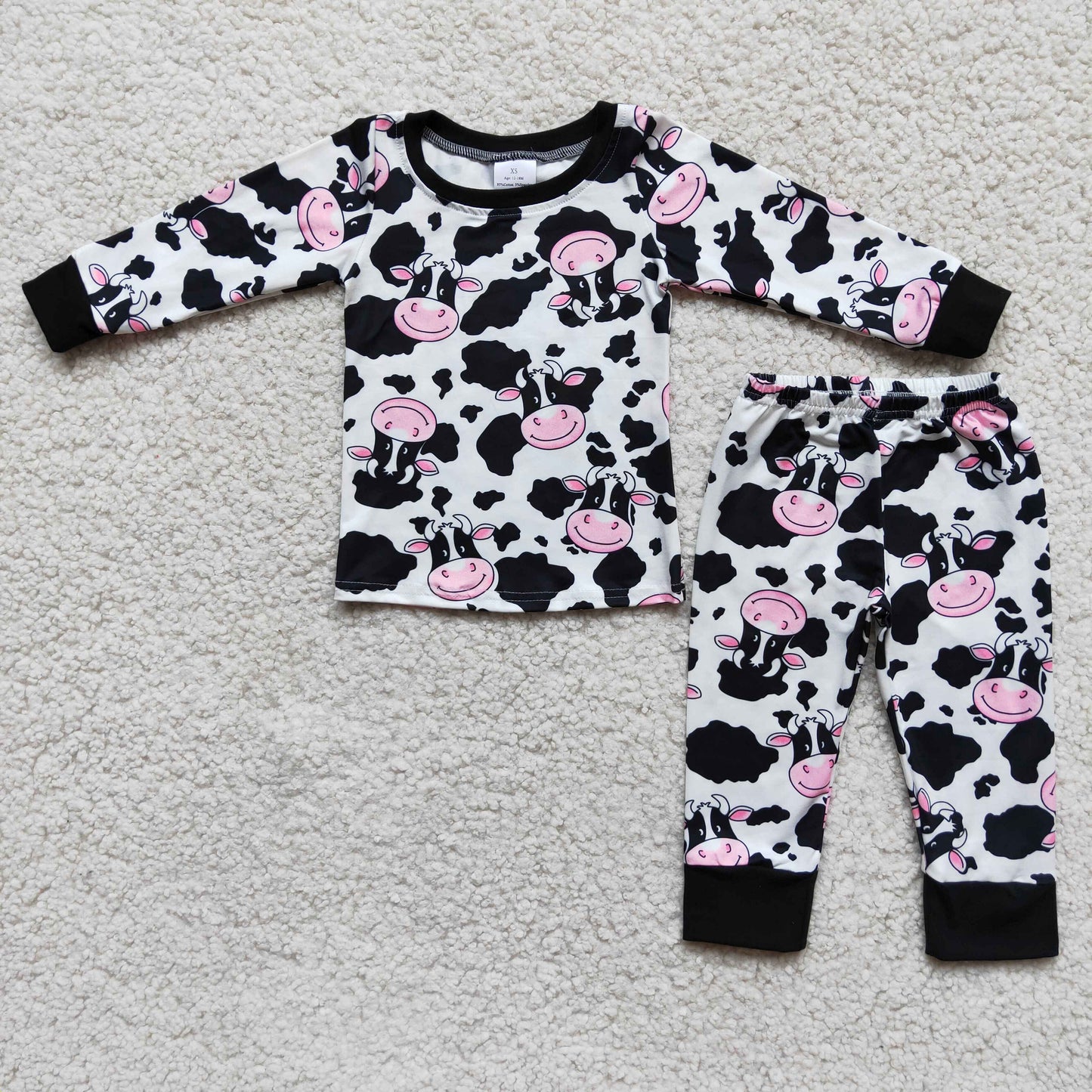 Boutique Kids Girls Pajamas Cow Print Sleepwear 6 A7-1