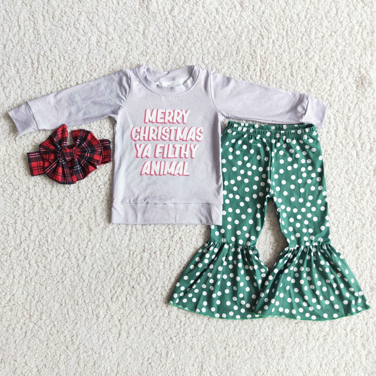 Christmas Baby Girls Clothes Long Sleeve Bell Bottom Outfits 6 A7-16