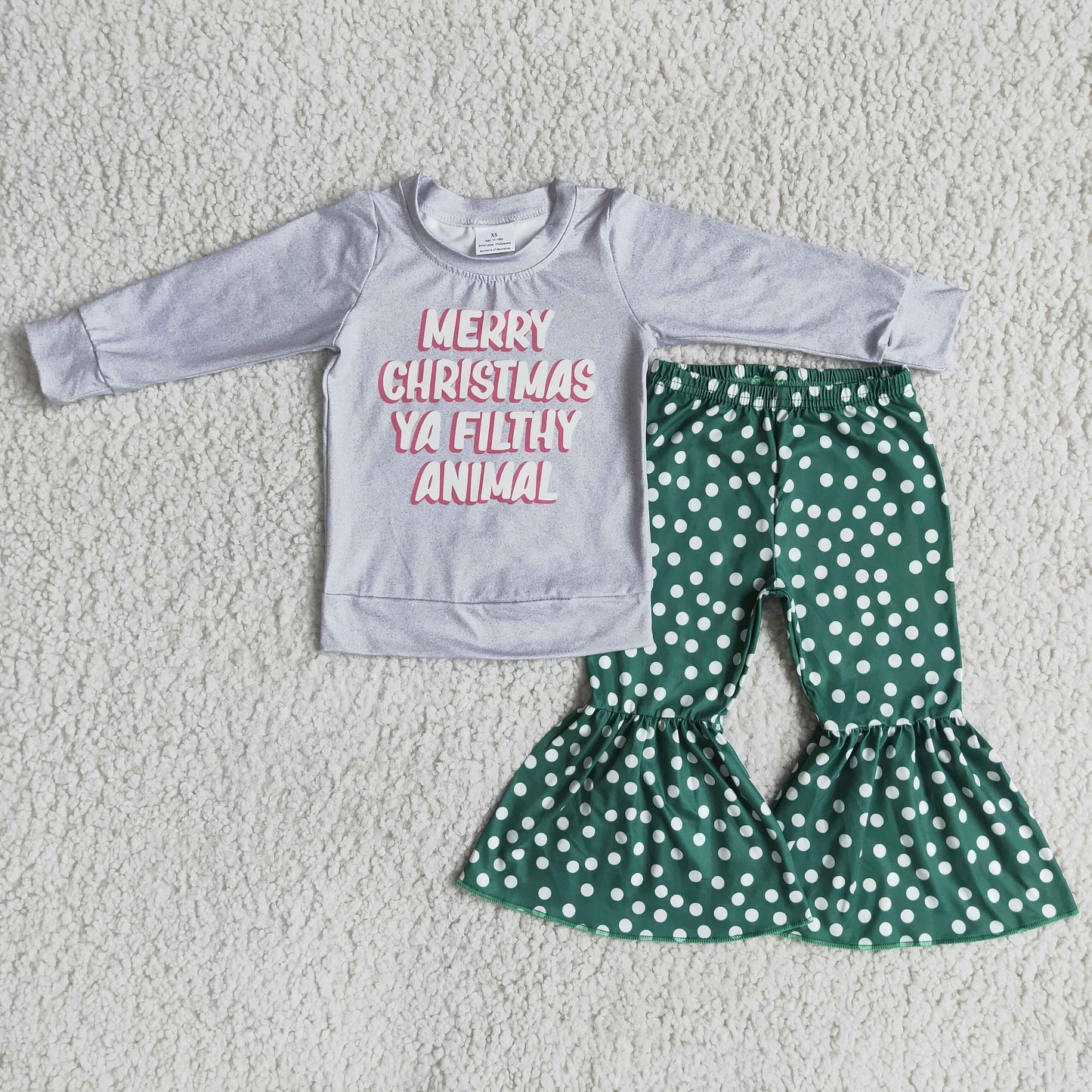 Christmas Baby Girls Clothes Long Sleeve Bell Bottom Outfits 6 A7-16