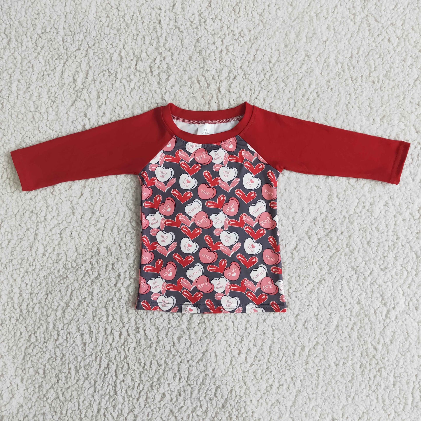 Boys Clothes Tops Valentines Love heart shirts 6 B3-4