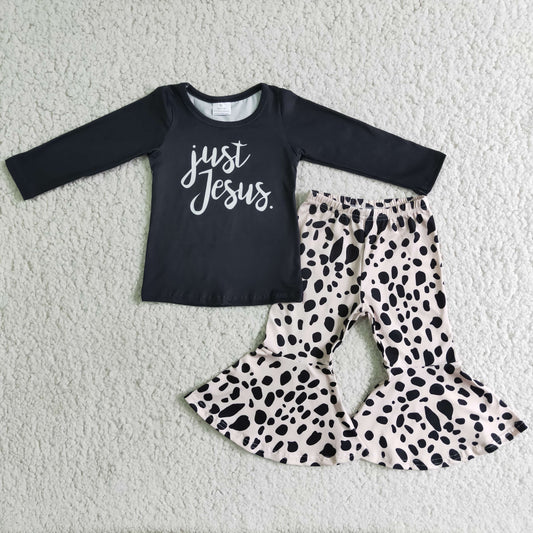 Boutique Girls Clothes Leopard Bell Bottom Outfits