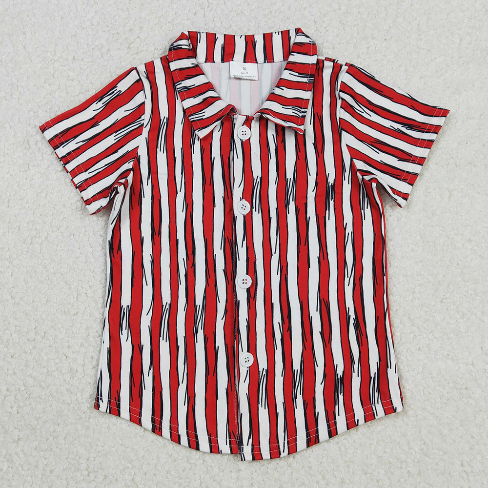 Baby Boys T-shirts Red Stripe Dr Reading Button Shirts Top BT1462 12.2