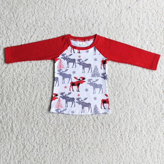 Deer Print Kids Boys T-shirt Long Sleeve Tops 6 C8-29 10.22