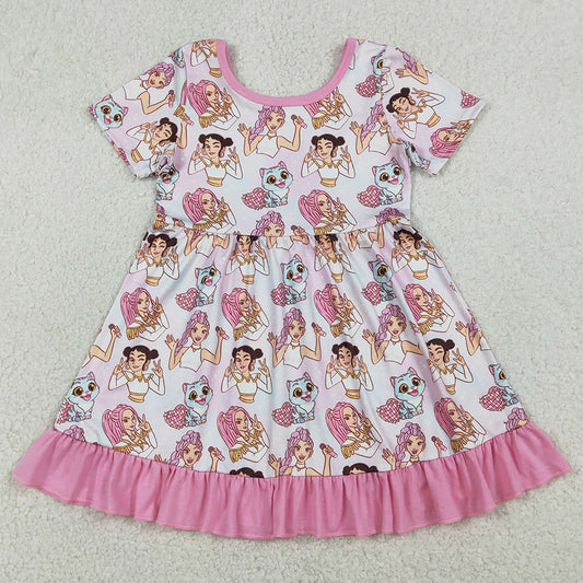 Baby Girls Dress Cartoon Demon Hunting Ruffle Knee Length Dresses GSD3394 1.8