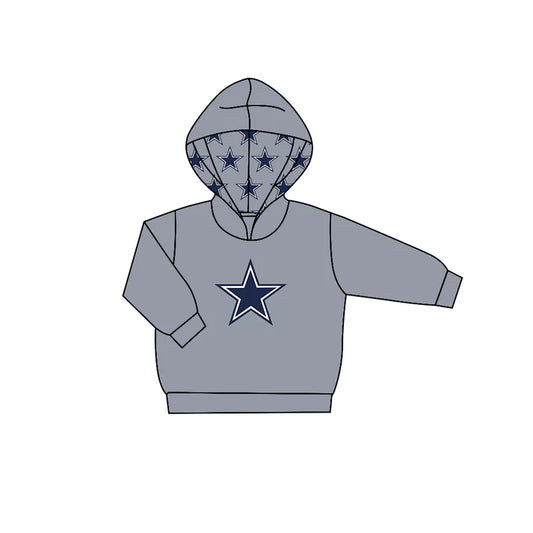 Preorder (moq 5)Baby Boys Gray Long Sleeve Stars Team Hoodies Top 7.21