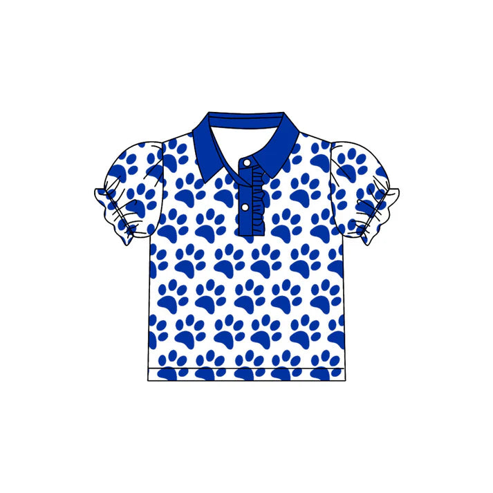 Preorder(moq 5)Baby Girls UK Paw Team Short Sleeve Tee Pullovers Polo Shirts Tops 7.22