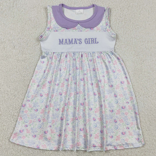 Baby Girls Dress Embroidery Mama's Girl Lavender Floral Collar Knee Length Dresses GSD3152 1.1