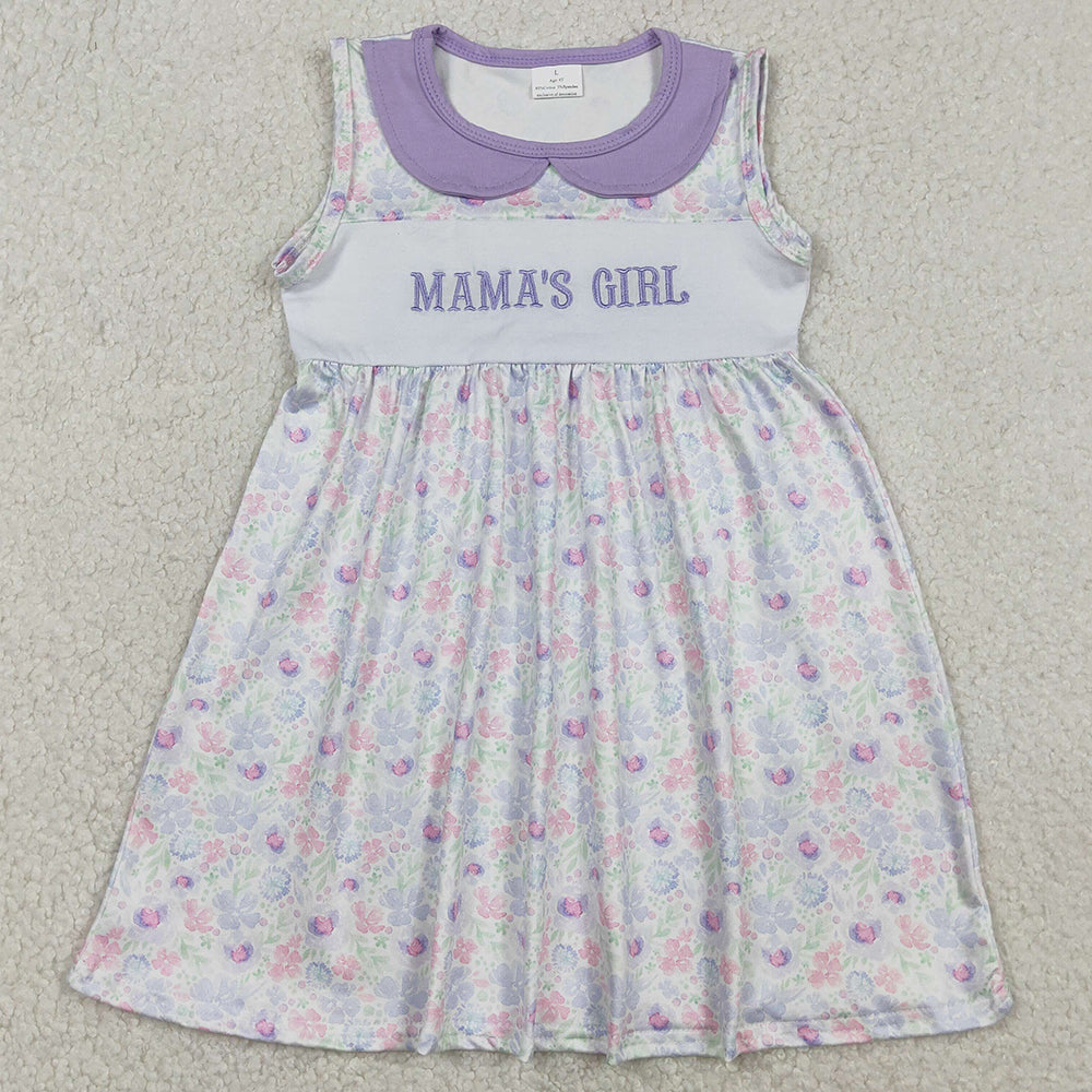 Baby Girls Dress Embroidery Mama's Girl Lavender Floral Collar Knee Length Dresses GSD3152 1.1