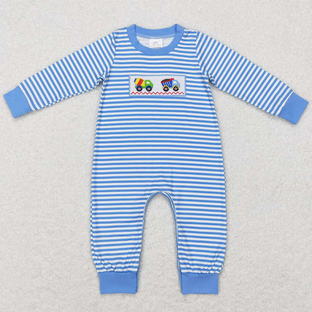 Baby Infant Rompers Kids Boys Construction Embroidery Long Sleeve Rompers LR0750