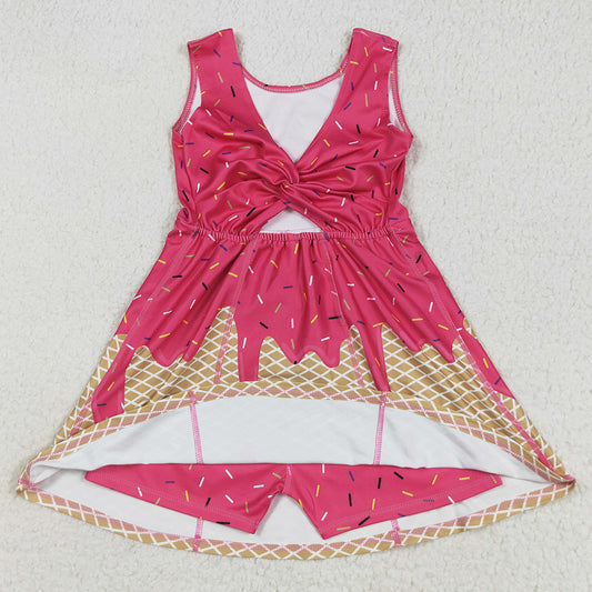 Baby Girls Dress Pink Ice-cream Drip Yoga Skort Knee Length Dresses GSD2427 7.19