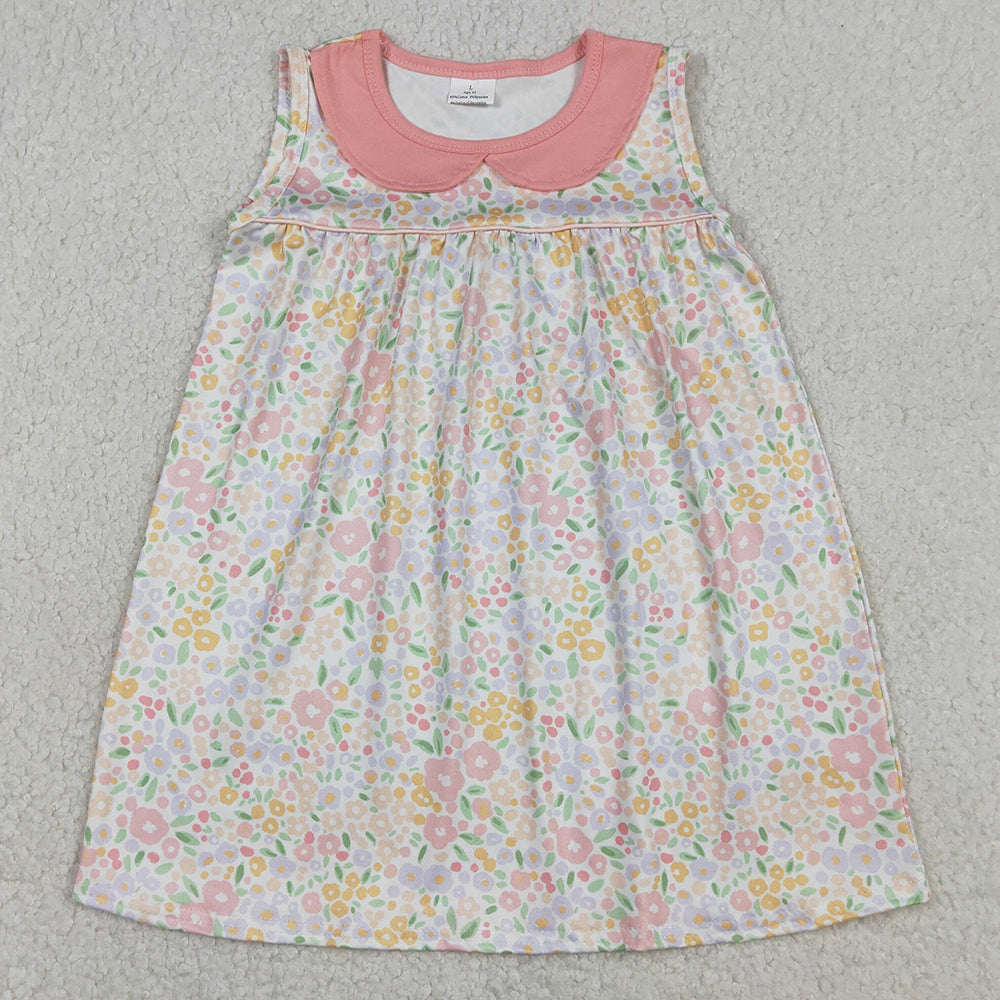 Baby Girls Dress Sleeveless Pink Floral Collar Knee Length Dresses GSD3226 1.5