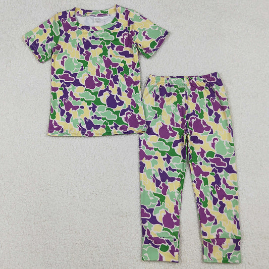 Baby Boys Clothes Mardi Gras Camo Short Sleeve Pant Pajamas Sets BSPO0584 10.13