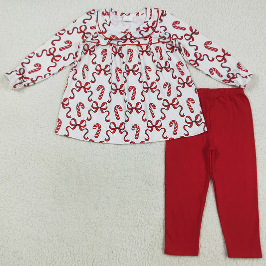 Baby Girls Clothes Christmas Candy Cane Tunic Legging Clothes Sets GLP2484 7.18