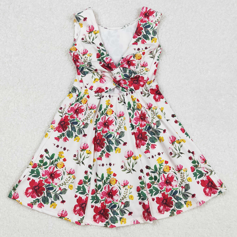 Baby Girls Dress Red Flowers Active Yoga Athletic Dresses GSD1844