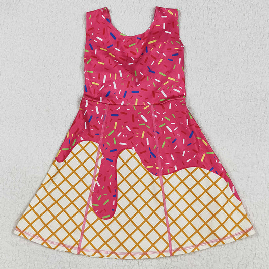 Baby Girls Dress Darkpink Drip Sprinkles Team Yoga Active Knee Length Dresses GSD2747 7.19